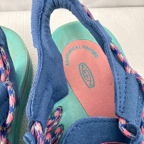 Keen Sandals Womens Size 7.5 Uneek Water Shoes Bungee Cord Slip On Blue Pink - Picture 6 of 11
